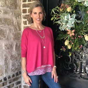 CAbi 5279 Pink Cartwheel Pullover Sweater Medium EUC